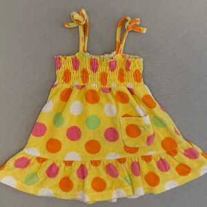 Y2K Baby Girl's 18 Months "OP" Terry Cloth Polka Dot Yellow Sun Dress 18 Months